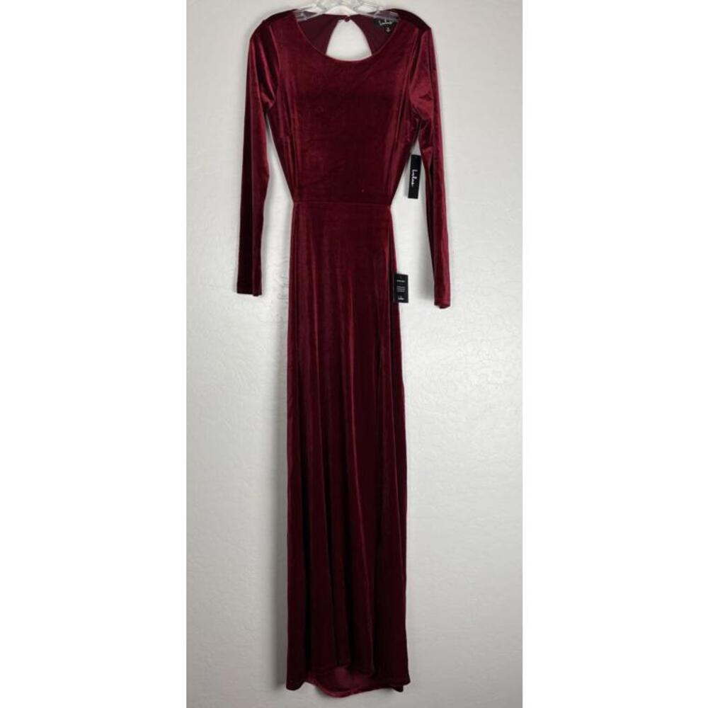 Lulus Besame Open Back Velvet Maxi Dress Long Sleeve Bridesmaid Formal XL 1811